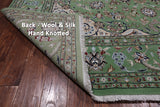 Green Square Persian Nain Hand Knotted Wool & Silk Rug - 8' 2" X 8' 2"