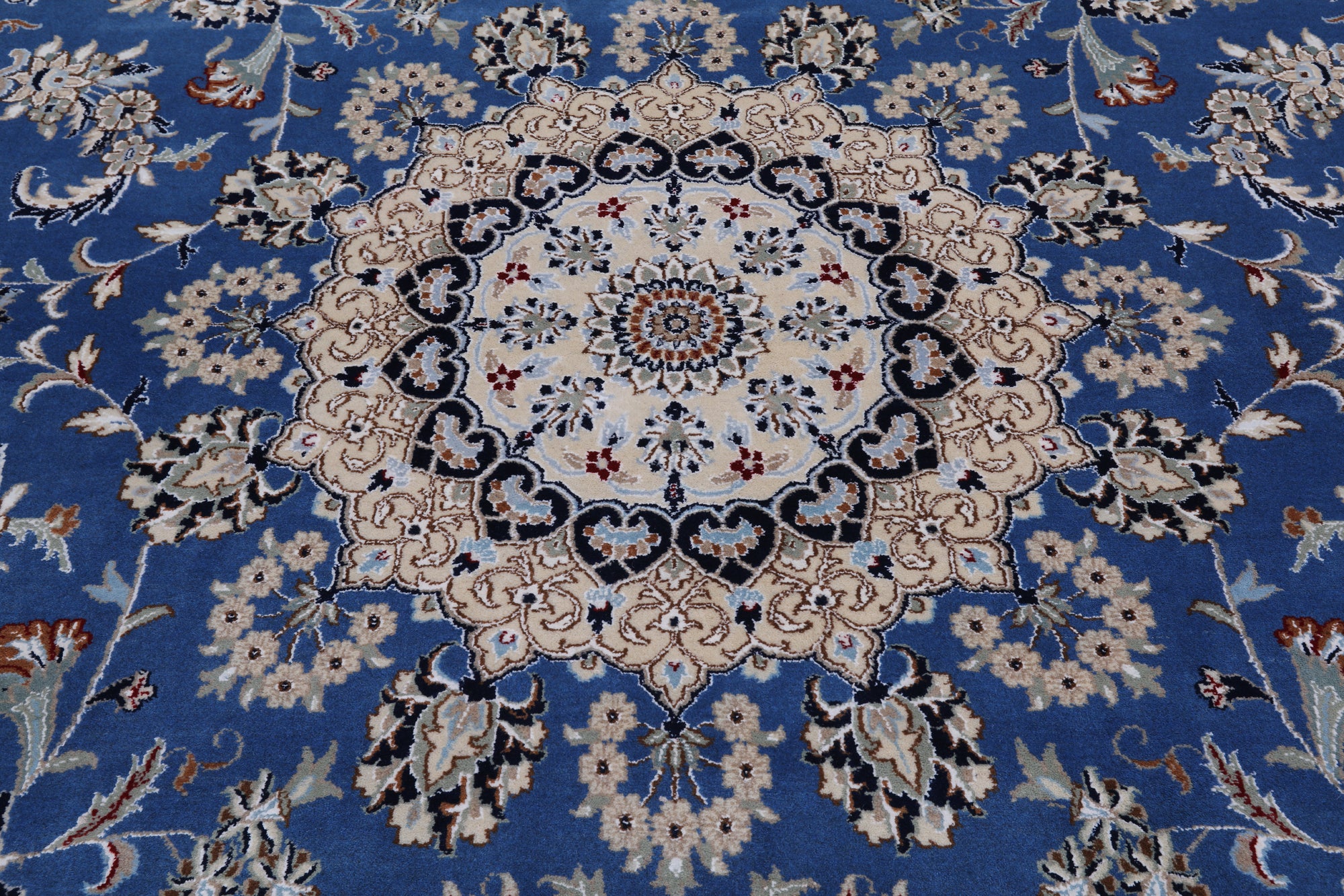 Blue Persian Nain Hand Knotted Wool & Silk Rug - 10' 3" X 14' 5"