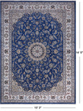 Blue Persian Nain Hand Knotted Wool & Silk Rug - 10' 3" X 14' 5"