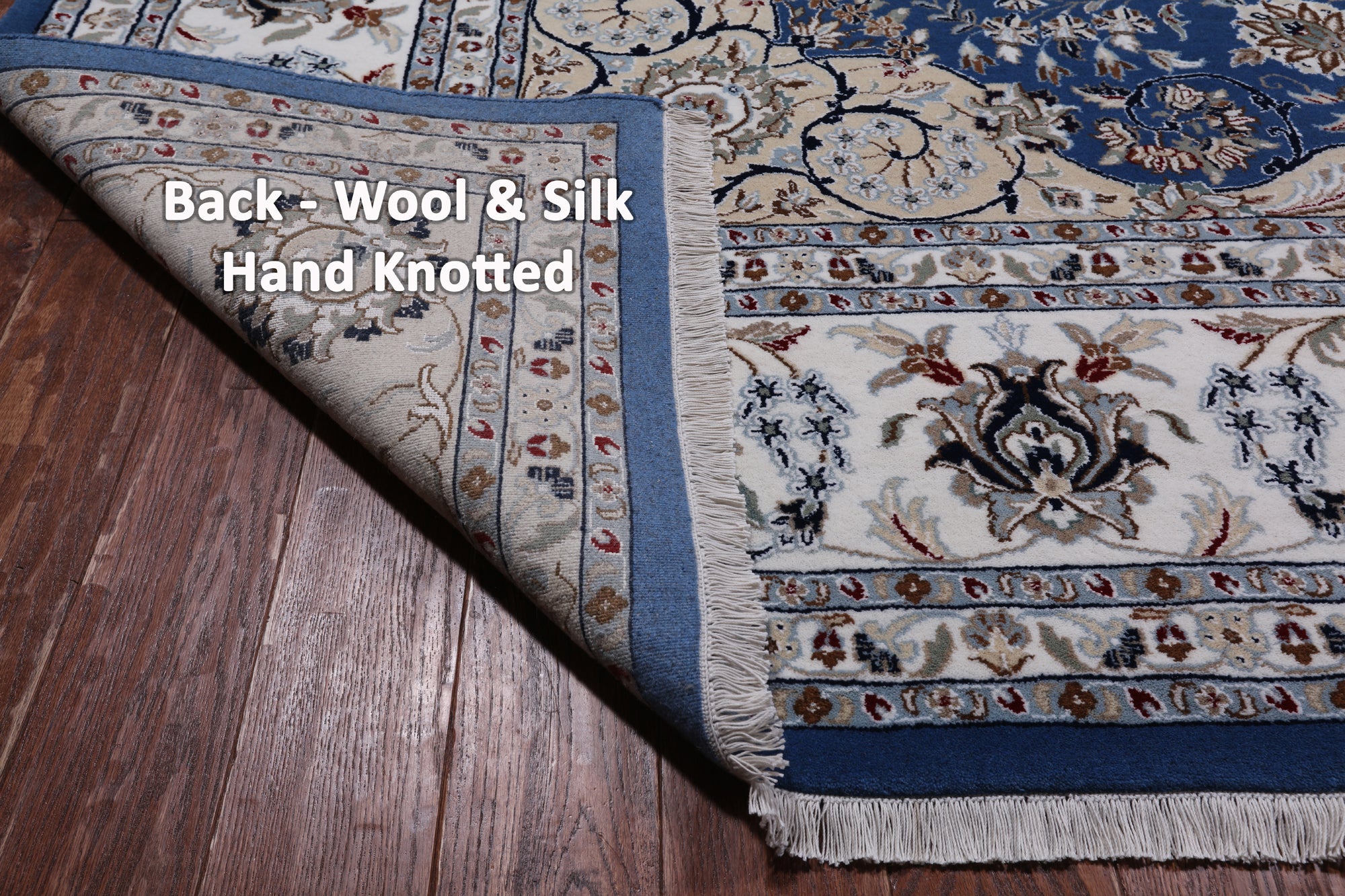 Blue Persian Nain Hand Knotted Wool & Silk Rug - 10' 3" X 14' 5"
