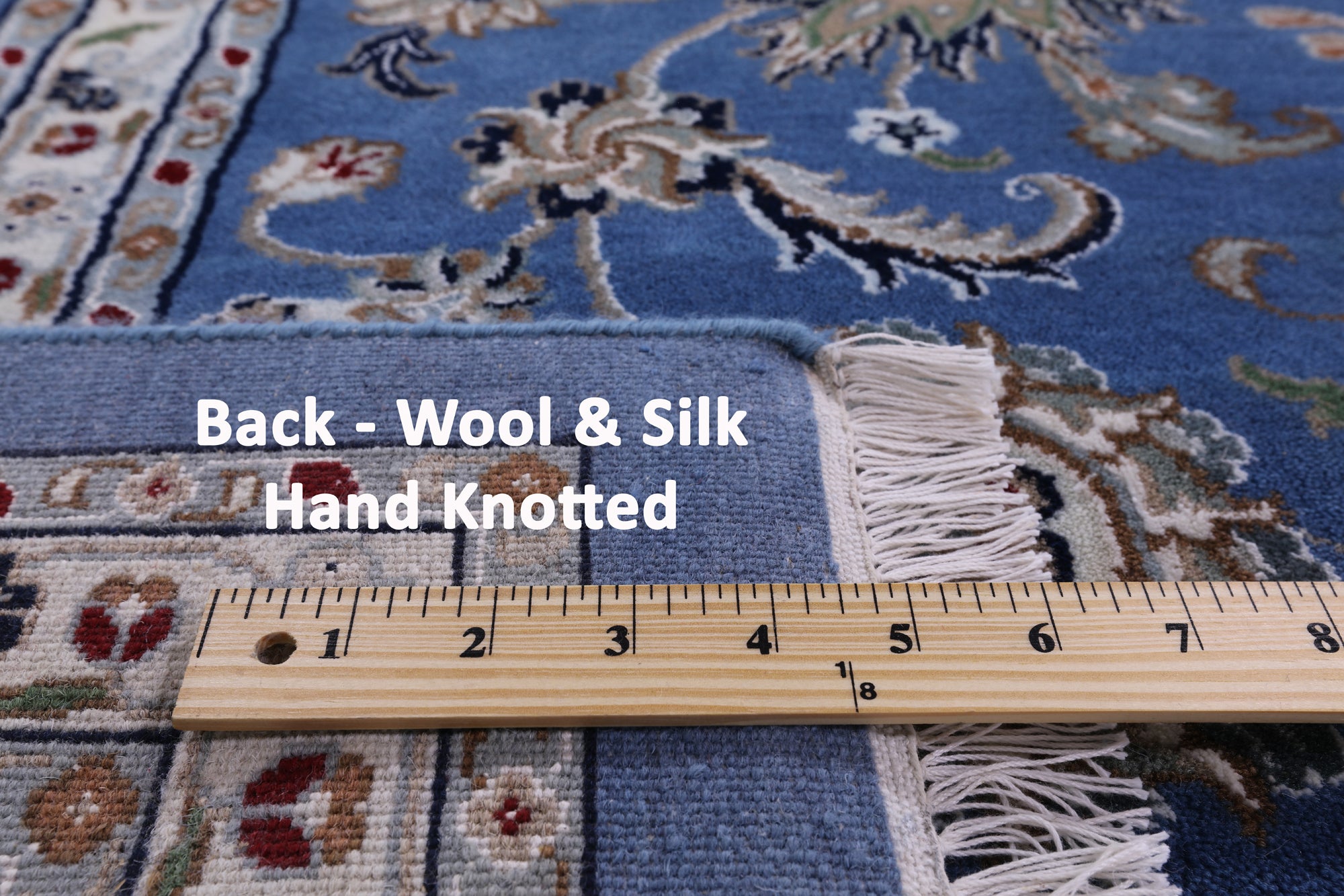 Blue Persian Nain Handmade Wool & Silk Rug - 9' 11" X 20' 4"