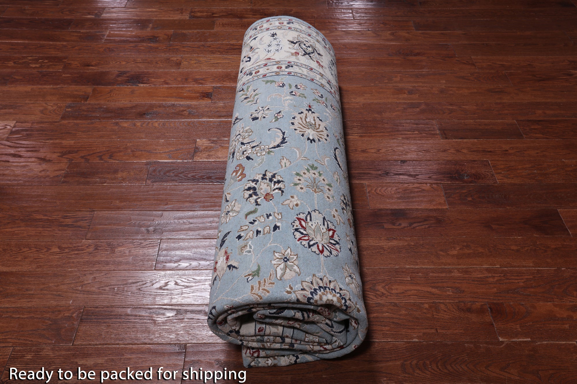 Blue Persian Nain Hand Knotted Wool & Silk Rug - 9' 0" X 12' 0"