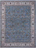 Blue Persian Nain Hand Knotted Wool & Silk Rug - 9' 0" X 12' 0"