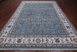 Blue Persian Nain Hand Knotted Wool & Silk Rug - 9' 0" X 12' 0"