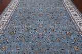 Blue Persian Nain Hand Knotted Wool & Silk Rug - 9' 0" X 12' 0"