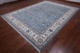 Blue Persian Nain Hand Knotted Wool & Silk Rug - 9' 0" X 12' 0"