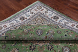 Green Square Persian Nain Handmade Wool & Silk Rug - 8' 1" X 8' 1"