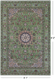 Green Persian Nain Handmade Wool & Silk Rug - 6' 1" X 9' 2"