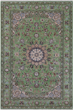 Green Persian Nain Handmade Wool & Silk Rug - 6' 1" X 9' 2"