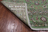 Green Persian Nain Handmade Wool & Silk Rug - 6' 1" X 9' 2"