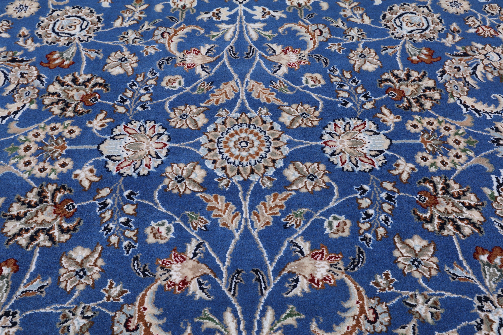 Blue Persian Nain Hand Knotted Wool & Silk Rug - 6' 0" X 9' 2"