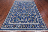 Blue Persian Nain Hand Knotted Wool & Silk Rug - 6' 0" X 9' 2"