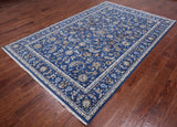 Blue Persian Nain Hand Knotted Wool & Silk Rug - 6' 0" X 9' 2"