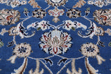 Blue Persian Nain Hand Knotted Wool & Silk Rug - 6' 0" X 9' 2"