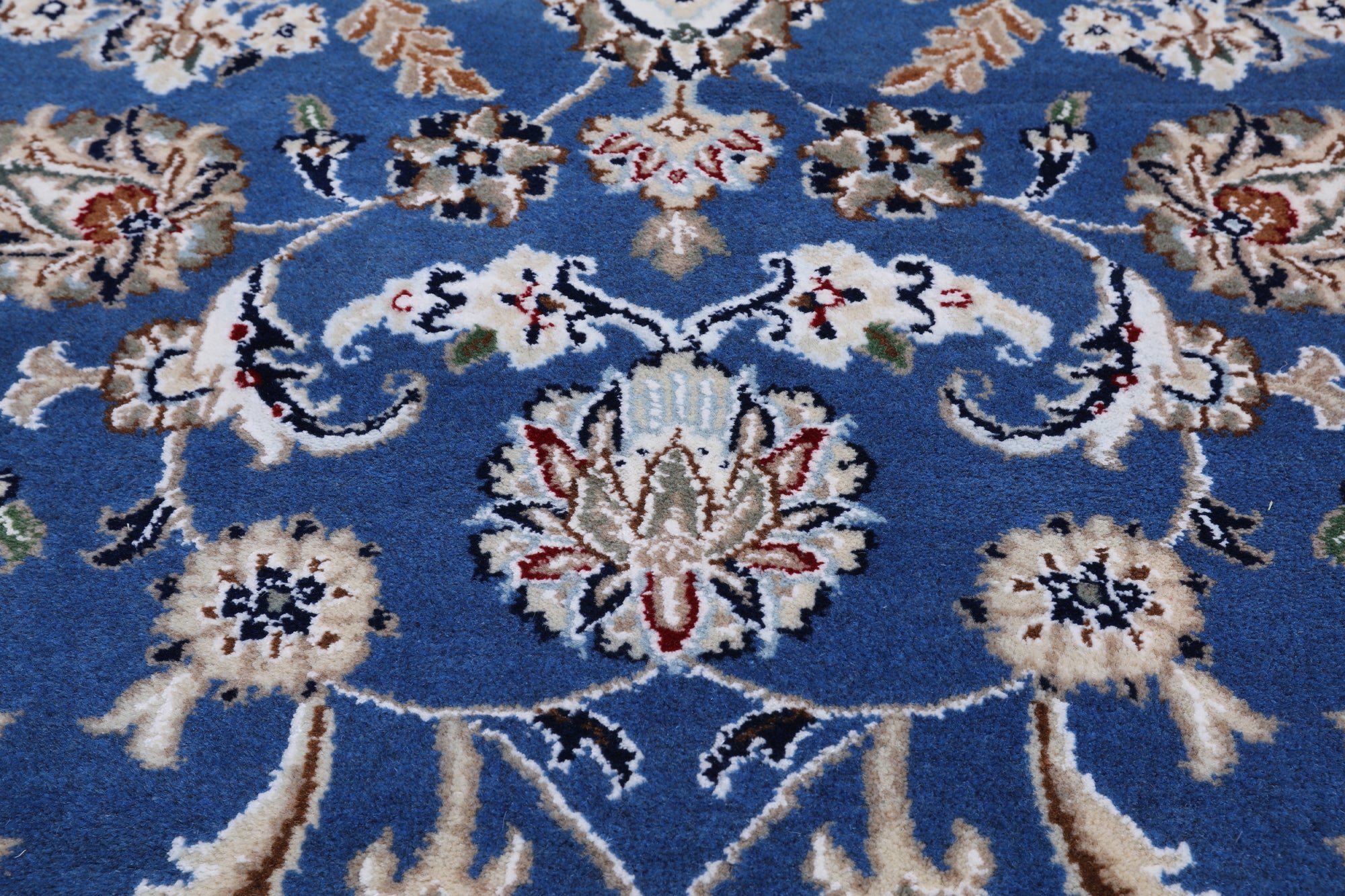 Blue Persian Nain Hand Knotted Wool & Silk Rug - 6' 0" X 9' 2"