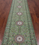 Green Persian Nain Handmade Wool & Silk Runner Rug - 2' 9" X 11' 10"
