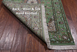 Green Persian Nain Handmade Wool & Silk Runner Rug - 2' 9" X 11' 10"