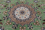 Green Persian Nain Handmade Wool & Silk Runner Rug - 2' 9" X 11' 10"