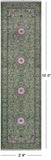 Green Persian Nain Handmade Wool & Silk Runner Rug - 2' 8" X 10' 0"