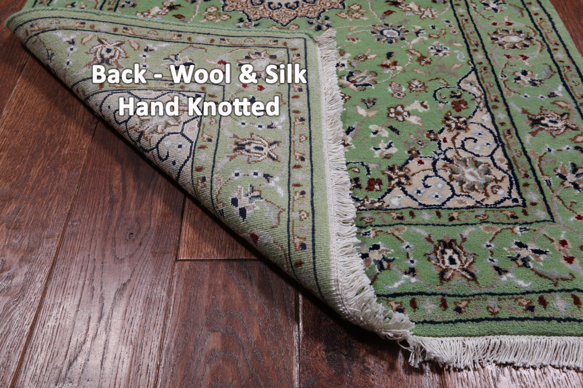 Green Persian Nain Handmade Wool & Silk Runner Rug - 2' 8" X 10' 0"