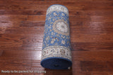 Blue Persian Nain Hand-Knotted Wool & Silk Rug - 2' 7" X 19' 8"