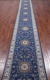 Blue Persian Nain Hand-Knotted Wool & Silk Rug - 2' 7" X 19' 8"
