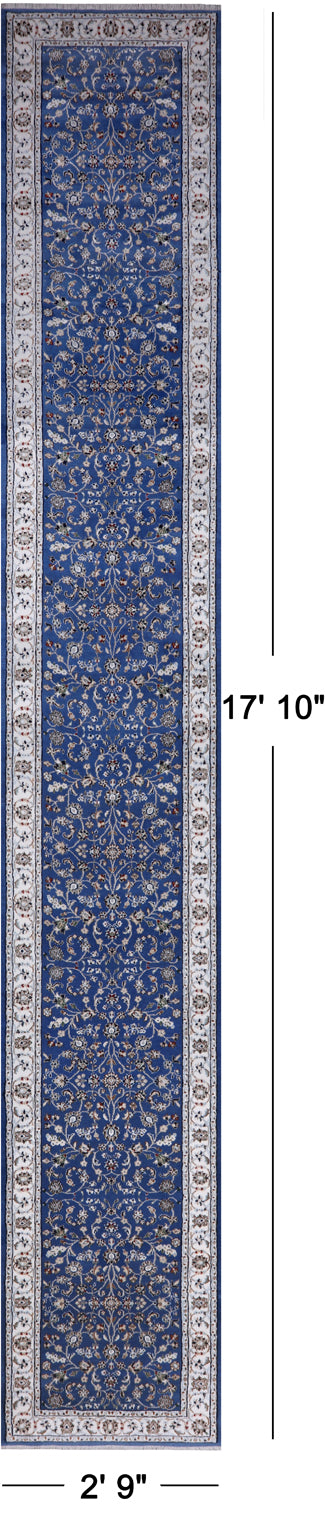 Persian Nain Hand Knotted Wool & Silk Rug - 2' 9" X 17' 10"