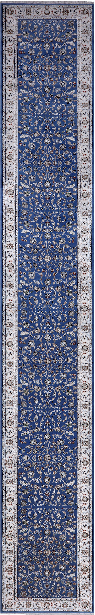 Persian Nain Hand Knotted Wool & Silk Rug - 2' 9" X 17' 10"