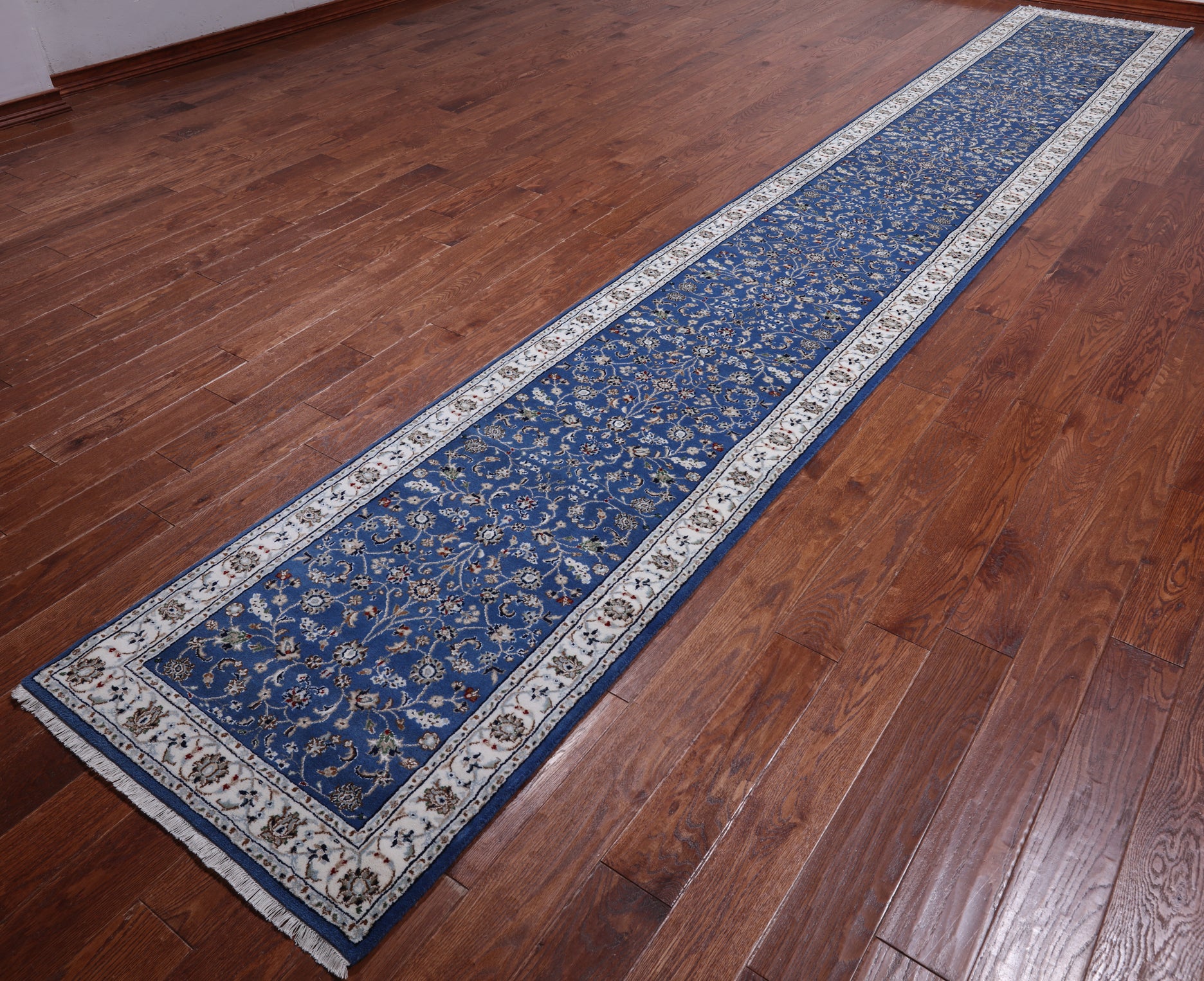 Persian Nain Hand Knotted Wool & Silk Rug - 2' 9" X 17' 10"