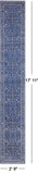 Blue Persian Nain Hand Knotted Wool & Silk Runner Rug - 2' 9" X 17' 11"
