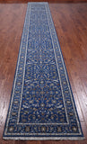 Blue Persian Nain Hand Knotted Wool & Silk Runner Rug - 2' 9" X 17' 11"