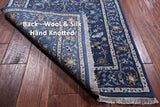 Blue Persian Nain Hand Knotted Wool & Silk Runner Rug - 2' 9" X 17' 11"