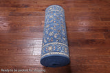 Blue Persian Nain Hand Knotted Wool & Silk Runner Rug - 2' 9" X 17' 11"