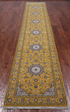 Gold Persian Nain Hand Knotted Wool & Silk Runner Rug - 2' 7" X 14' 4"