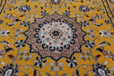 Gold Persian Nain Hand Knotted Wool & Silk Runner Rug - 2' 7" X 14' 4"