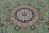Green Persian Nain Hand-Knotted Wool & Silk Rug - 10' 3" X 14' 2"