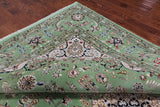 Green Persian Nain Hand-Knotted Wool & Silk Rug - 10' 3" X 14' 2"