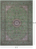 Green Persian Nain Hand-Knotted Wool & Silk Rug - 10' 3" X 14' 2"
