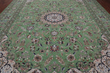 Green Persian Nain Hand-Knotted Wool & Silk Rug - 10' 3" X 14' 2"