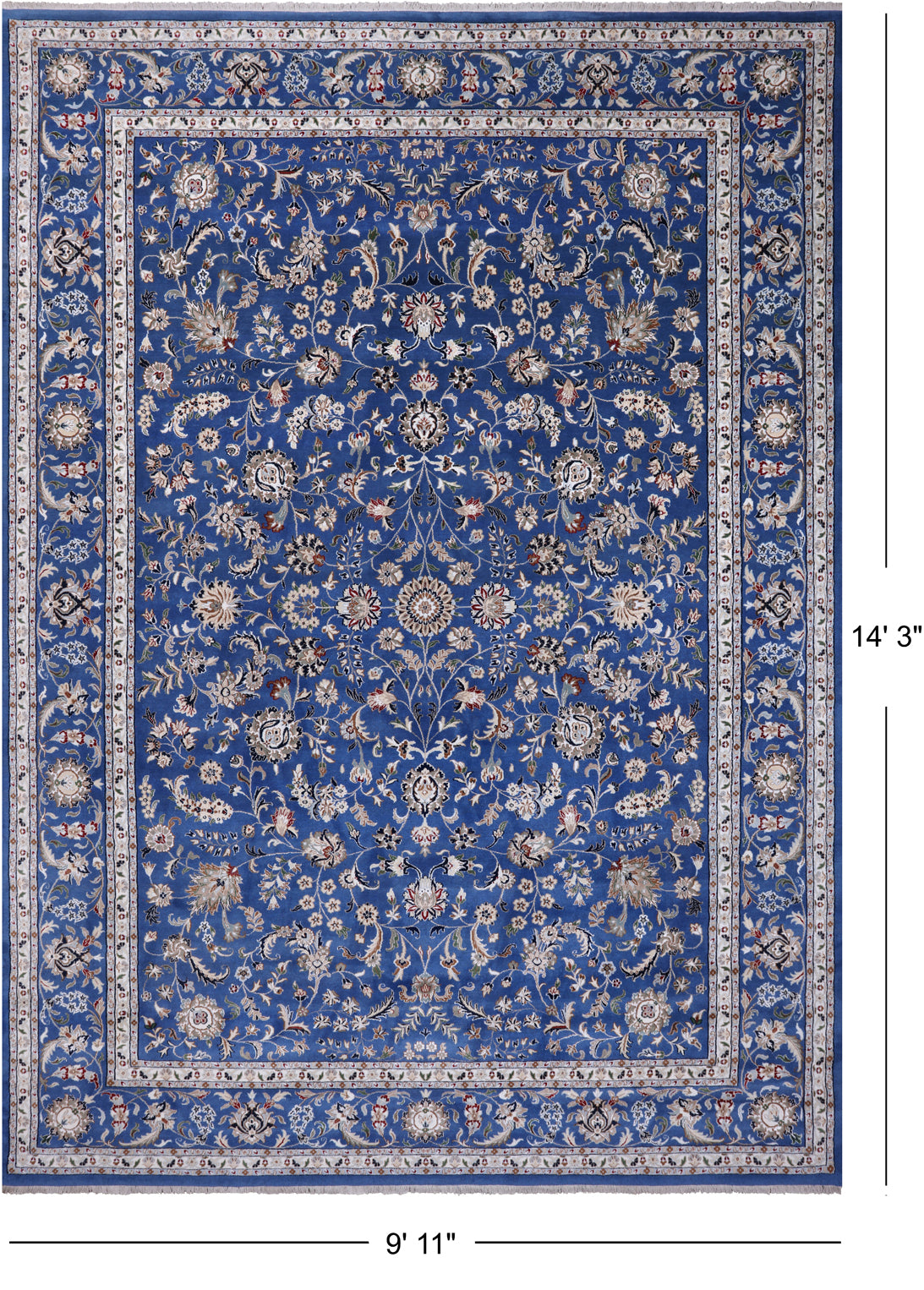 Persian Nain Hand-Knotted Wool & Silk Rug - 9' 11" X 14' 3"