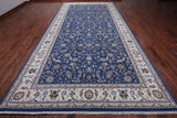 Blue Persian Nain Hand-Knotted Wool & Silk Rug - 8' 1" X 16' 4"