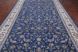 Blue Persian Nain Hand-Knotted Wool & Silk Rug - 8' 1" X 16' 4"