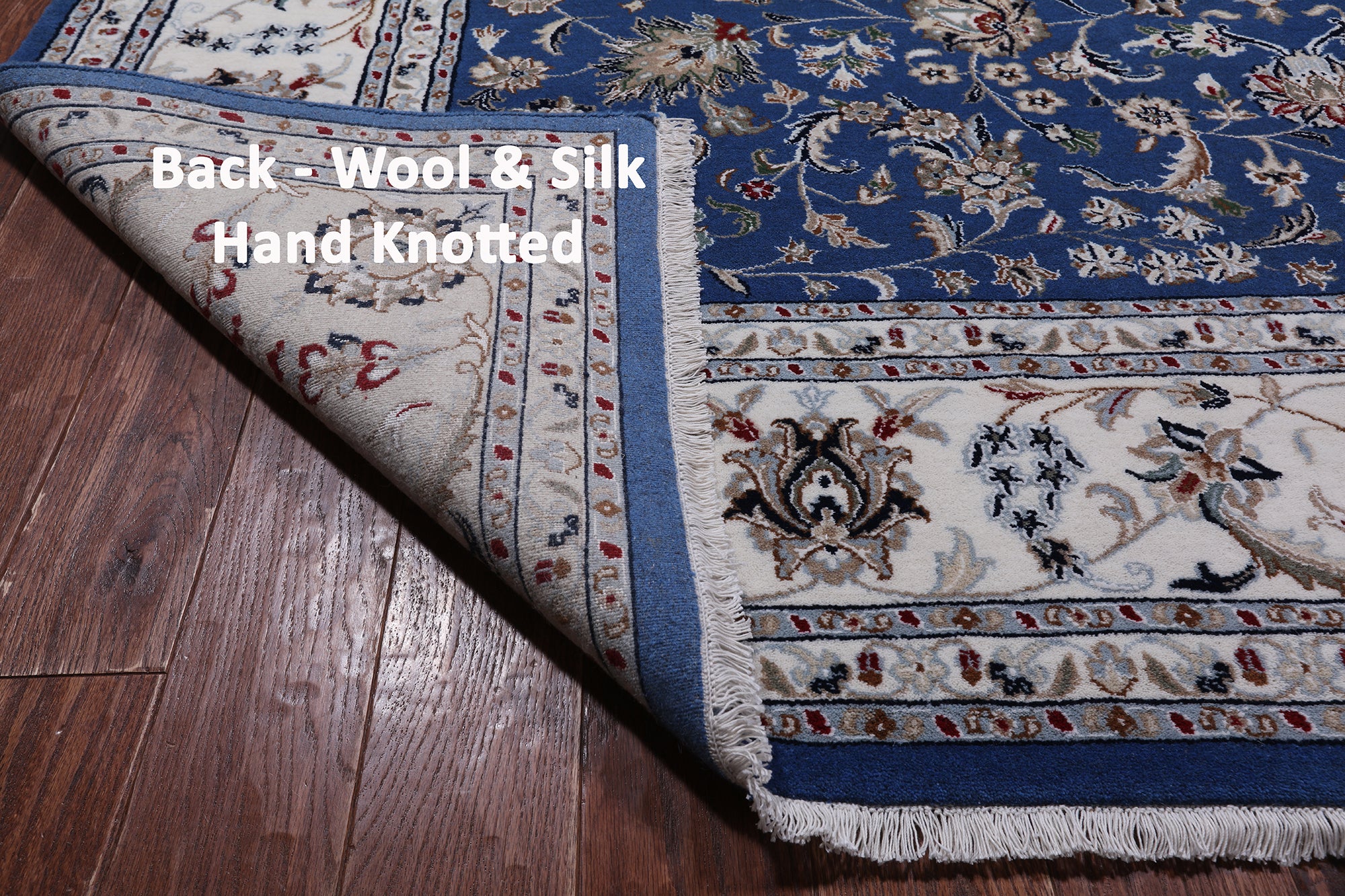 Blue Persian Nain Hand-Knotted Wool & Silk Rug - 8' 1" X 16' 4"