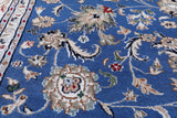 Blue Persian Nain Hand-Knotted Wool & Silk Rug - 8' 1" X 16' 4"