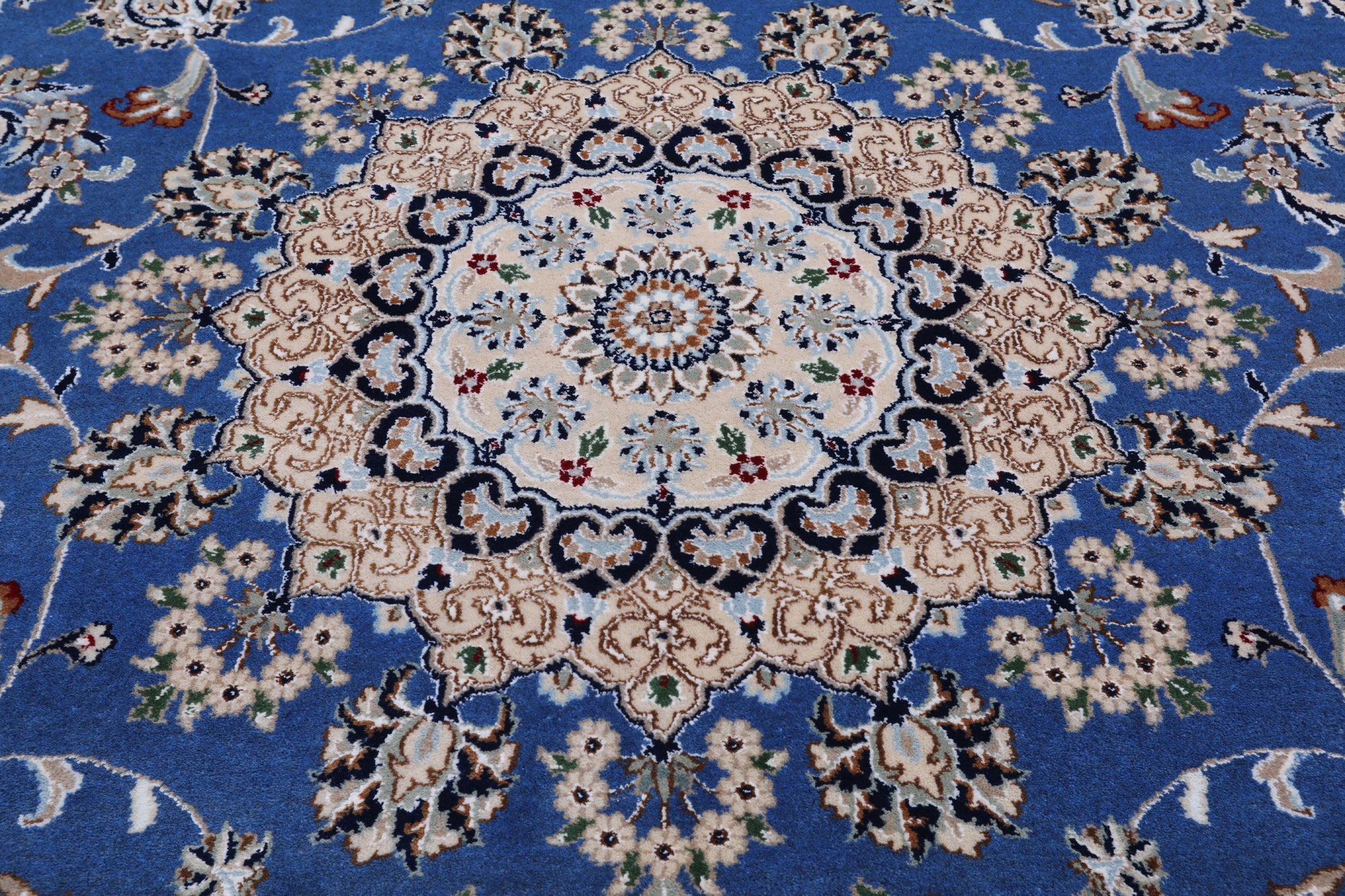 Blue Persian Nain Handmade Wool & Silk Rug - 8' 0" X 16' 5"