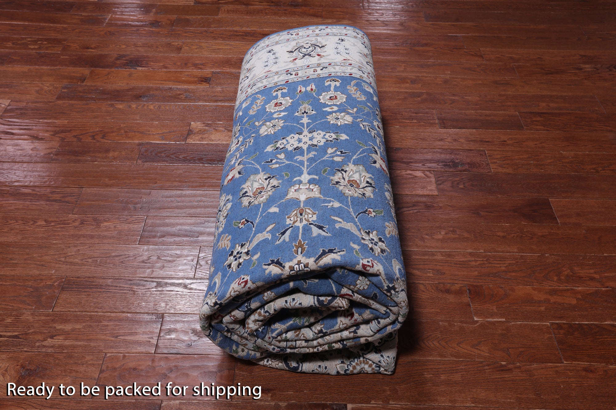 Blue Persian Nain Handmade Wool & Silk Rug - 8' 0" X 16' 5"