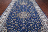 Blue Persian Nain Handmade Wool & Silk Rug - 8' 0" X 16' 5"