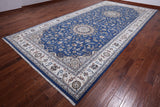 Blue Persian Nain Handmade Wool & Silk Rug - 8' 0" X 16' 5"