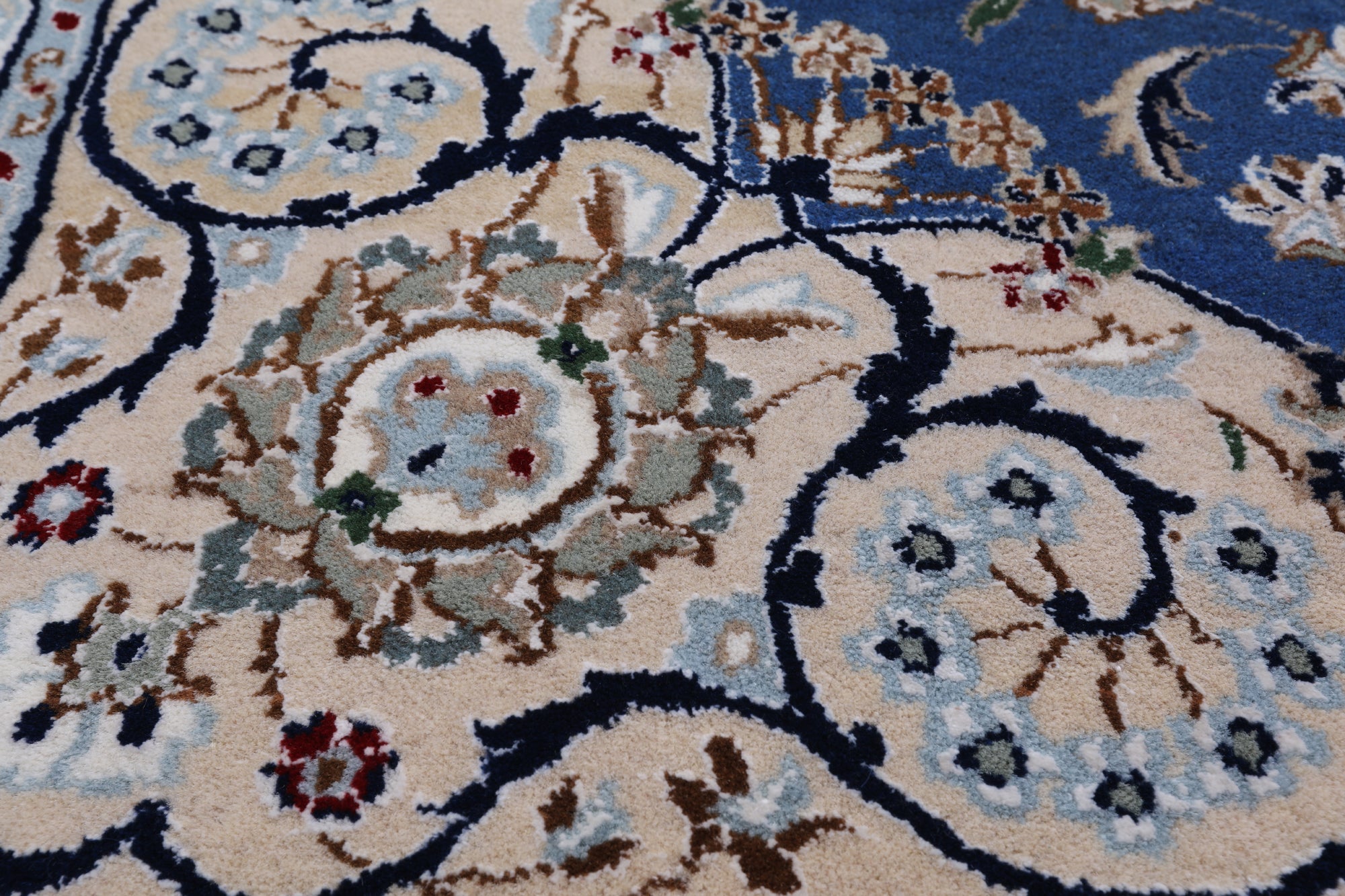 Blue Persian Nain Handmade Wool & Silk Rug - 8' 0" X 16' 5"