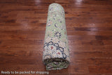 Green Persian Nain Handmade Wool & Silk Rug - 8' 11" X 11' 11"